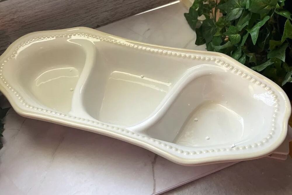 Princess House Pavillion Deep Divided Dish Server 16" #1342 New In Box